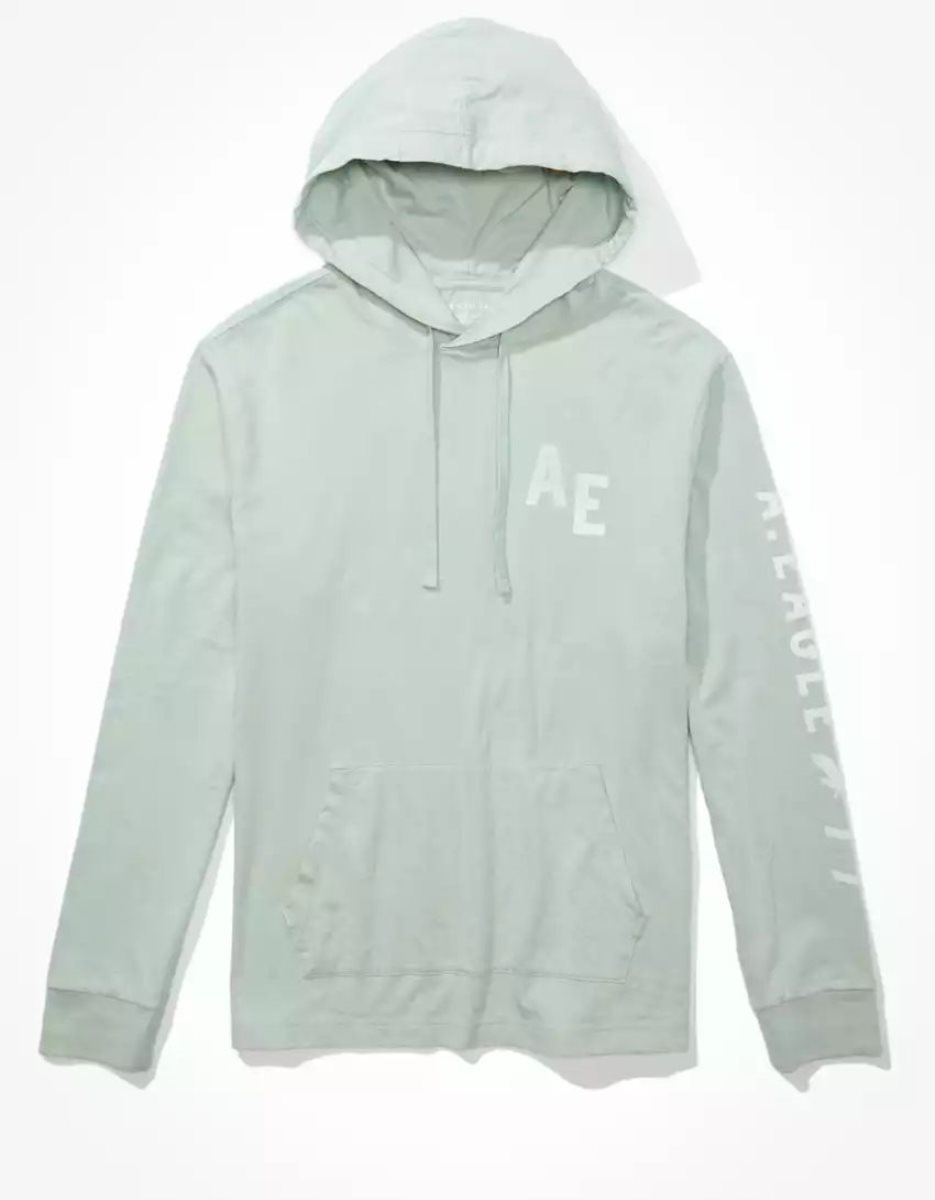 Sweat à Capuche American Eagle AE Super Soft Logo Graphique Menthe Homme | CVK-83710890